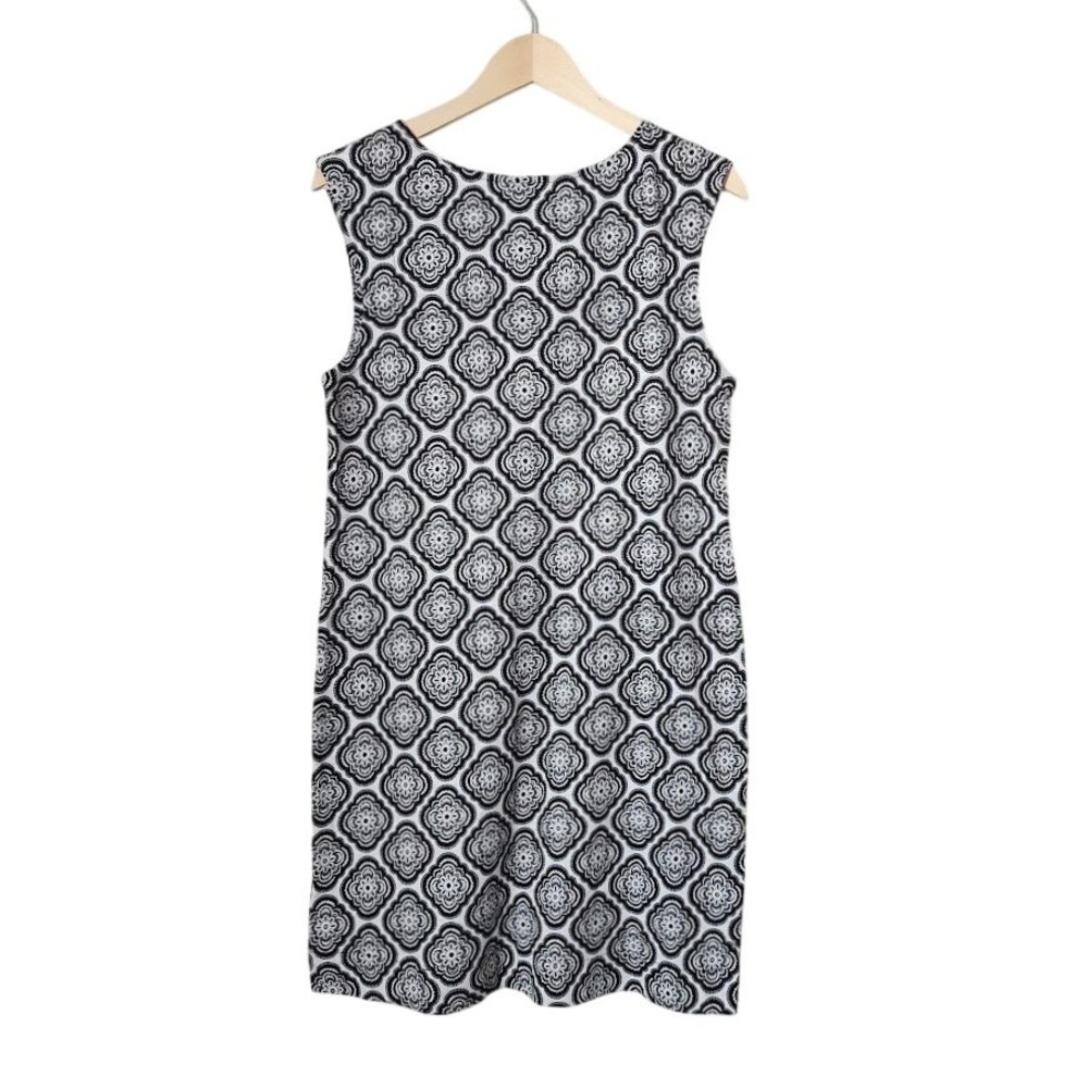 BODEN Black Geometric Tile Print Sleeveless Jersey Shift Dress V-Back‎ NWT 6